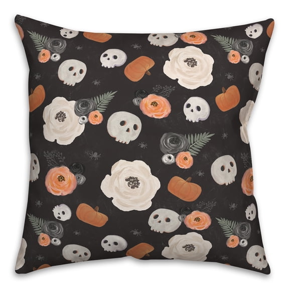 Creative Products Floral Skull Pattern 18 x 18 Spun Poly Pillow