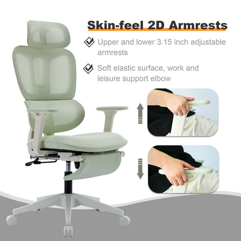 Ergonomic Office Chair, Comfortable High Back Mesh Computer Chair Rolling  Desk Chair - 2D Adjustable Armrest, Adjustable Headrest, Dynamic Lumbar