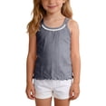 thumbnail image 3 of WAVSUF Girls Cami Tank Tops Crew Neck Sleeveless Ruffle Hem Kids Summer Casual Daily Underwear Gray Size 2, 3 of 9