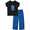 Black, variant on Kpop Demon Hunters Girls Short Sleeve Snug Fit Sleep Top and Pants Pajama Set, 2-Piece, Sizes 4-10