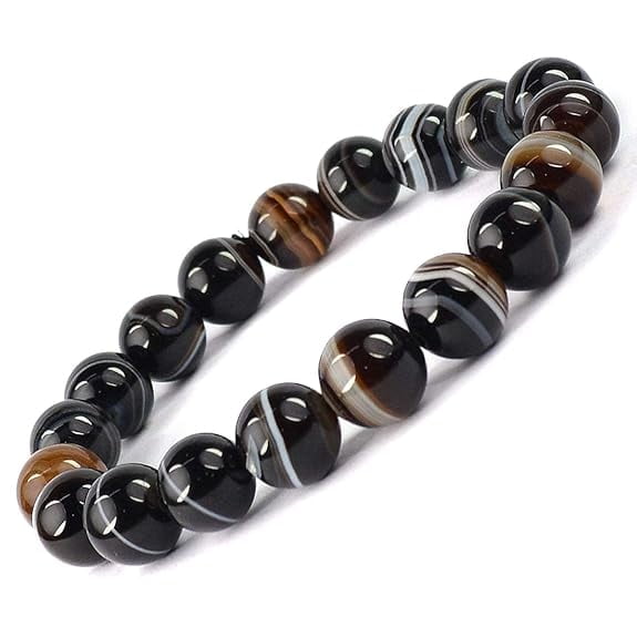 Black Sulemani strach elastic Bead Braclet 8 mm