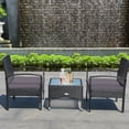 thumbnail image 3 of Gymax 3 PCS Patio Wicker Rattan Furniture Set Coffee Table & 2 Rattan Chair w/ Cushion Grey, 3 of 10