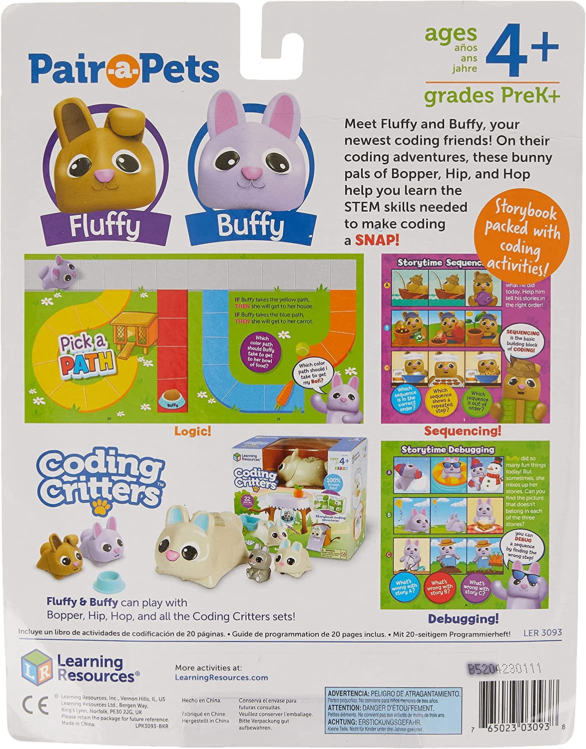 Learning Resources Coding Critters Pair a Pets Bunnies Fluffy & Buffy, Early STEM Coding Toy, Easter Gift for Kids, Ages 4+
