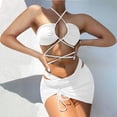 thumbnail image 3 of JoveMarine Women's Sexy Tie-Front Bikini Set Hollow Open Back Two-Piece Swimsuit with Side Ties for Summer Vacation and Beach Pool Party White M, 3 of 7