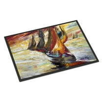 Carolines Treasures JMK1062MAT Red Sails Sailboat  Door Mat Indoor Rug or Outdoor Welcome Mat 18x27 Doormat  18H X 27W
