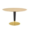 thumbnail image 1 of Dining Table, Round, Wood, Metal Steel, Gold Brown Natural, Modern Contemporary Urban Design, Kitchen Room Cafe Bistro Restaurant Hospitality, 1 of 5