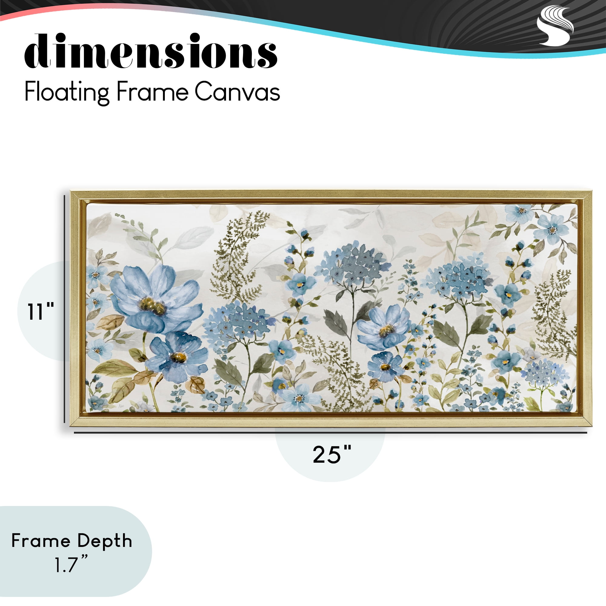 Stupell Industries Subdued Meadow Foliage Gold Framed Floater Canvas Wall Art, design by Nan