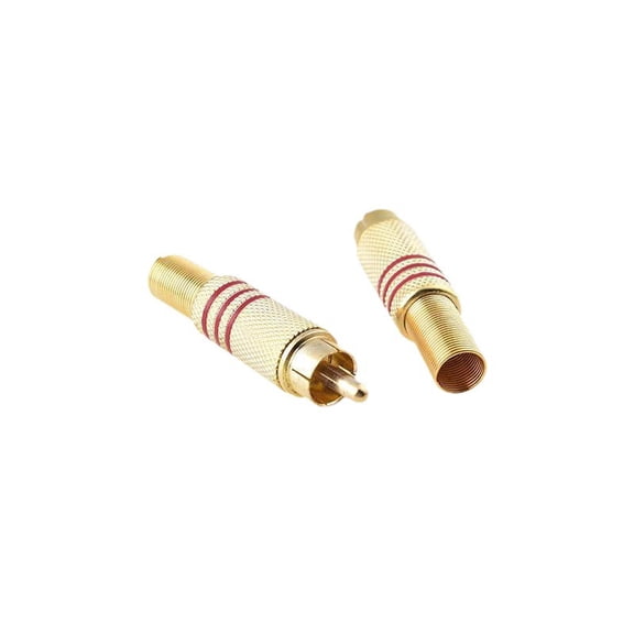 KAIXUDA USA Gold-Plated Solderless RCA Male Connector for AV/Audio Amplifier, Speaker & Video Jack Adapter, Red/Black (2-Pack)