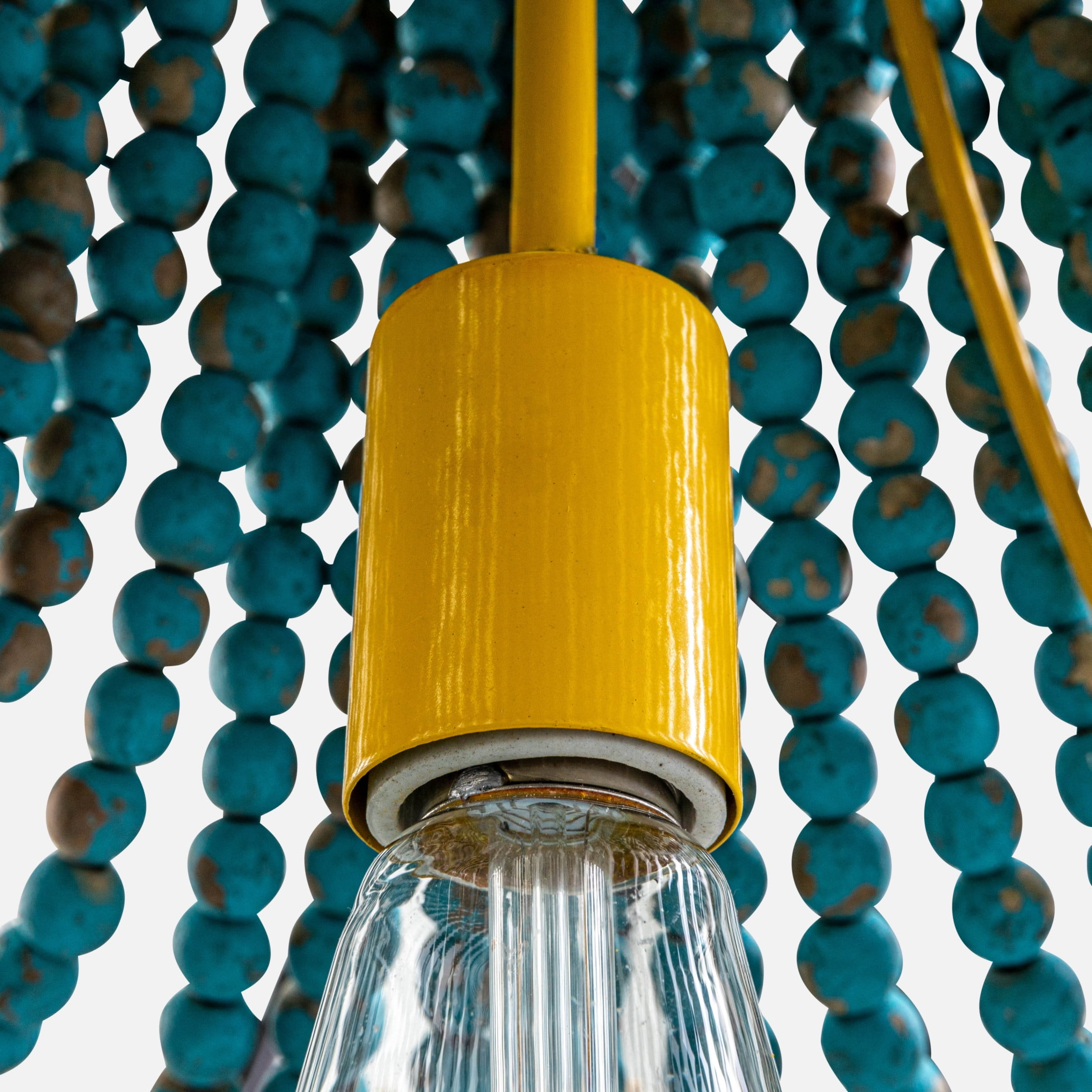 Creative Co-Op Draped Wood Bead Chandelier, Multicolor