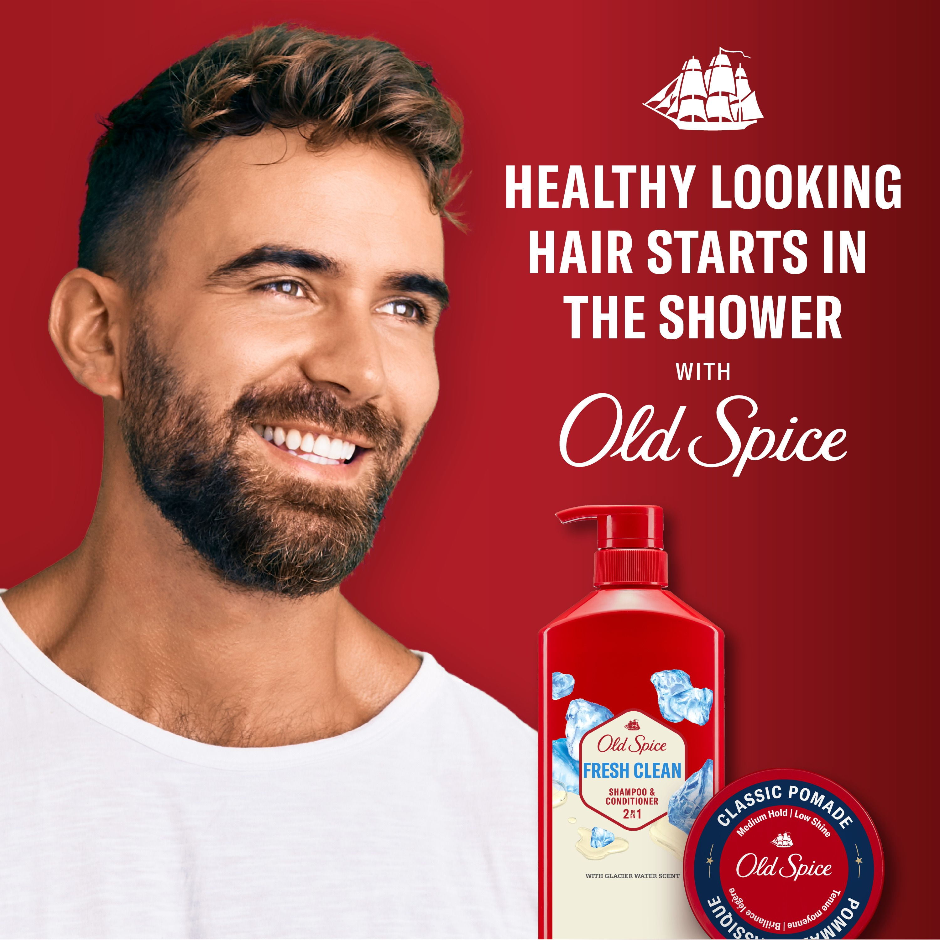 Old Spice Fresh Clean Shampoo and Conditioner 2in1 for Men with Glacier Water Scent, for Thick and Healthy Hair for Men, 650ML