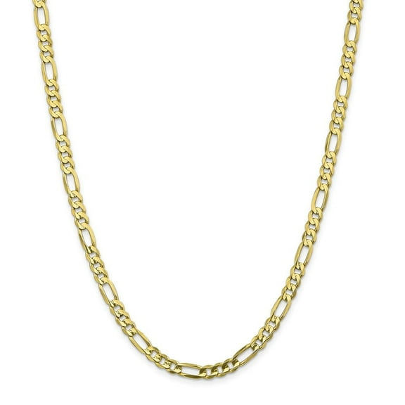 Auriga Fine Jewelry 10K Yellow Gold 5.5 mm Concave Open Figaro Chain Necklace for Women 18"