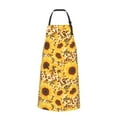 thumbnail image 2 of Pofeuu Abstract Leopard Print Sunflower Print Waterproof Apron with Pockets Adjustable Cooking Aprons Kitchen Bib for Baking Household Cleaning, 2 of 8