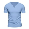 thumbnail image 4 of VSSSJ Mens Henley Shirts Short Sleeve Summer Casual V Neck Tee Shirts Regular Fit Fashion Sport Basic Tee Shirts Top Light Blue XXL, 4 of 8