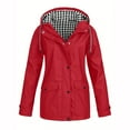 thumbnail image 2 of DENGDENG Rain Jacket Women Waterproof Lightweight Windbreaker Rain Coats Loose Fit Long Jackets Outdoor Travel Hiking Raincoat with Hood Red S, 2 of 5