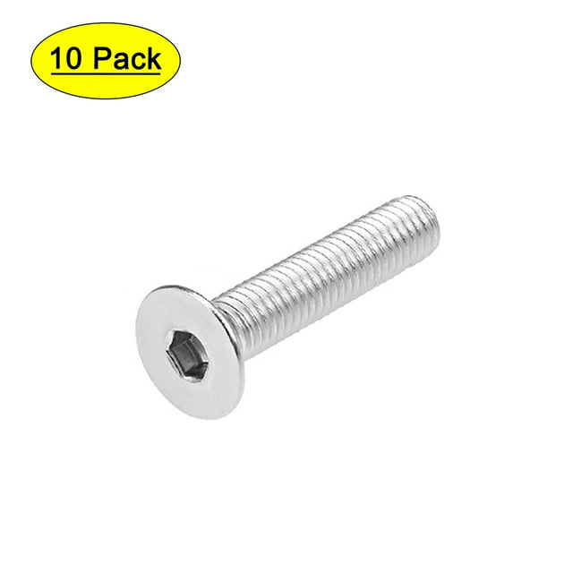 Uxcell Tornillos de cabeza plana M8x45mm, tornillos hexagonales internos, sujetadores de acero inoxidable 304, paquete de 10
