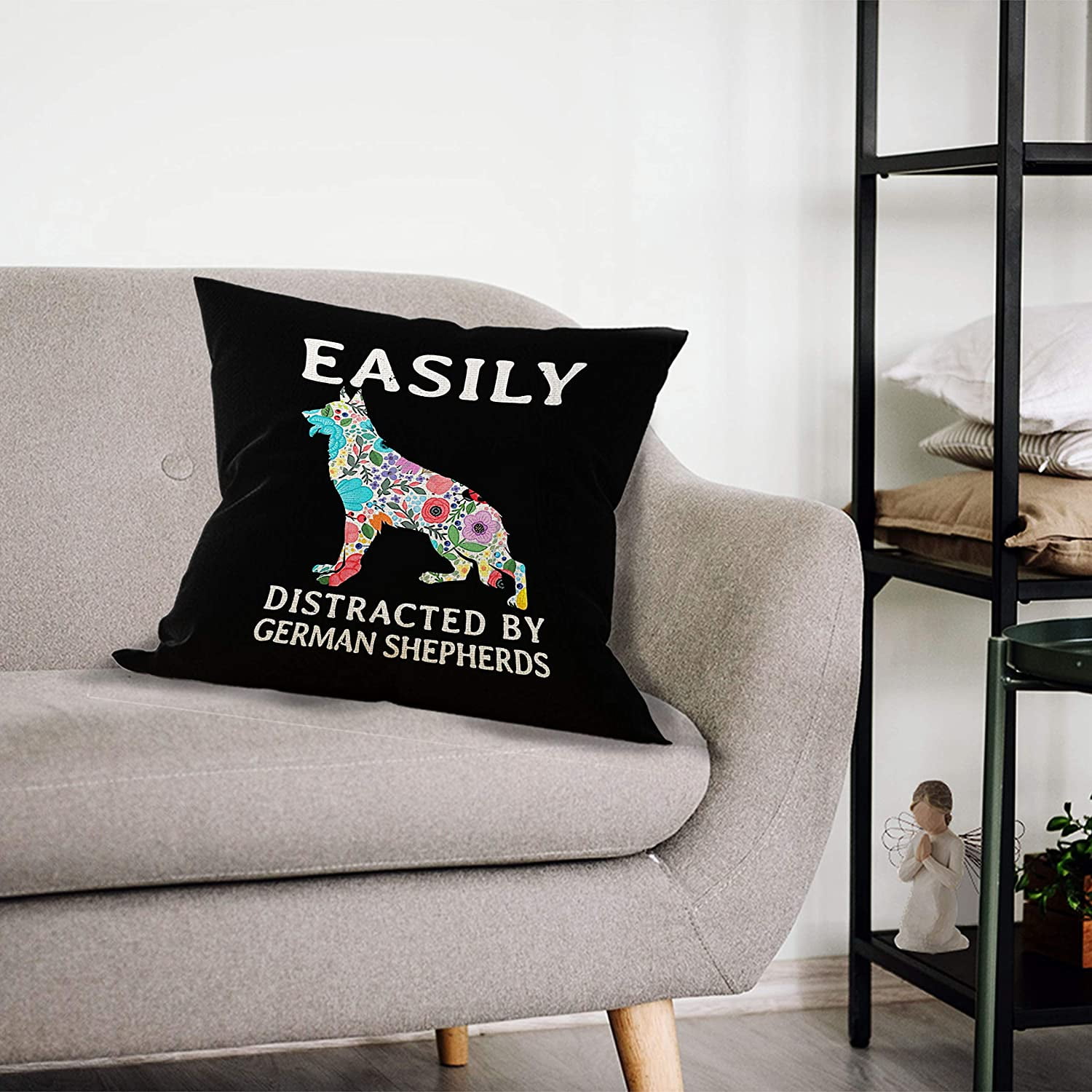 Easily Distracted By German Shepherds Throw Pillow Case Dog Lover Gifts Funny German Shepherd Decor German Shepherd Mom Gifts 18X18 Inch Shepherd