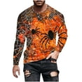 thumbnail image 2 of YOIAVAIOY Mens Halloween Long Sleeve Shirt Novelty Ghost Letter Print T Shirts Big and Tall Casual Holiday Pullover Tops Orange M, 2 of 5