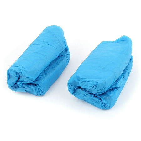 Unique Bargains Household CPE Elastic Band Disposable Carpet Clean Shoes Cover Blue