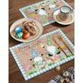 thumbnail image 2 of Easter Placemats Set of 6, Easter Eggs Bunny Gnome Wood Grain Placemat for Dining Table Decorations, Blue Check Plaid Place Mats, Spring Table Mats for Kitchen Dinner Seasonal Holiday Party Decor, 2 of 6