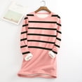 thumbnail image 2 of Dyegold Fleece Sweatshirt Women Weekly Fleece Vintage Loungewear Striped Ladies Winter Sherpa Lined Shirts Casual Warm Thick Sweatshirt Crewneck Tops Undershirt Teen Girls Pullover, 2 of 3