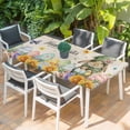 thumbnail image 2 of Easter Rabbits Table Cloths for 6 Foot Rectangle Tables, Watercolor Flowers Eggs Butterflies Spring Beige Patio Waterproof Elastic Fitted Tablecloths, Washable Rectangular Table Cover for Camping, 2 of 8