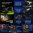thumbnail image 3 of PC Gamer Xtreme PC Gaming MSI NVIDIA GeForce RTX 5070 Ti AMD Ryzen 9 9900X 32GB DDR5 SSD 1TB Sistema Liquido Loong:Nia Edition para gaming competitivo y streaming, 3 of 6
