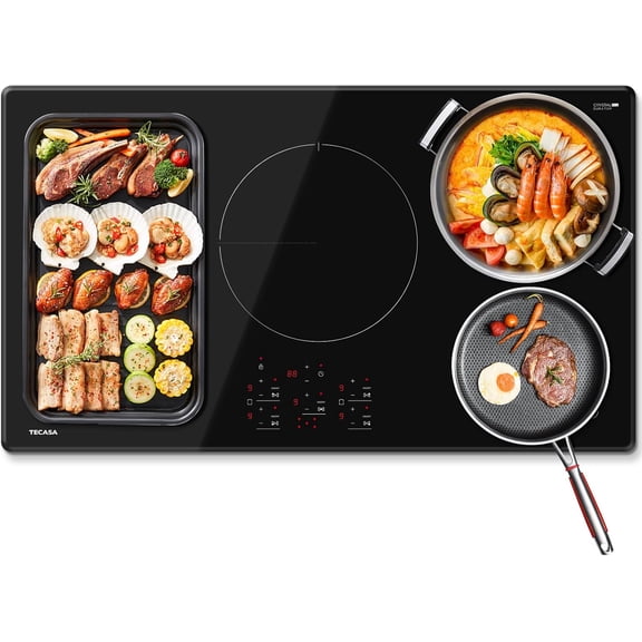 TECASA 36 in Built-in Induction Cooktop, 10800W Electric Cooktop 5 Burners with Boost, Touch Control Stove Top, Timer & Child Lock, Black