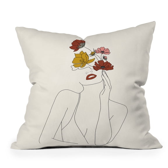 Society6 Colorful Thoughts Minimal Line Woman by Nadja Throw Pillow