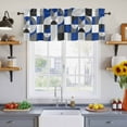 thumbnail image 2 of 2 Pack Mid Century Valance for Window Navy Blue Grey Abstract Retro Geometric Modern Kitchen Valance Rod Pocket Short Curtain Topper Decorative Window Treatment for Living Room Bedroom 42"x12", 2 of 8