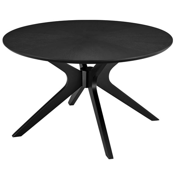 Coffee Sofa Side End Table, round, Black, Wood, Living Room Lounge Cafe Lobby Hospitality Restaurant, Modern Contemporary, HB37041