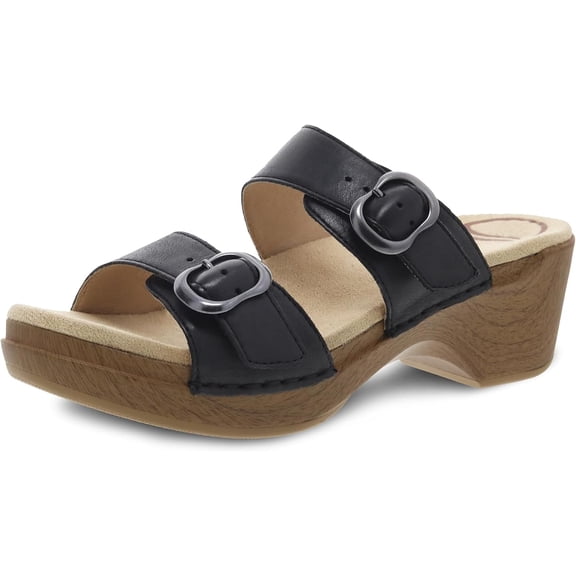 Dansko 9841-102200: Women's Sophie Sandal, Black Leather