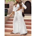 thumbnail image 4 of Female Long Sleeve Beach Shirt Blouses Bathing Suit Cover Up Button Down Collar White XXXL, 4 of 9