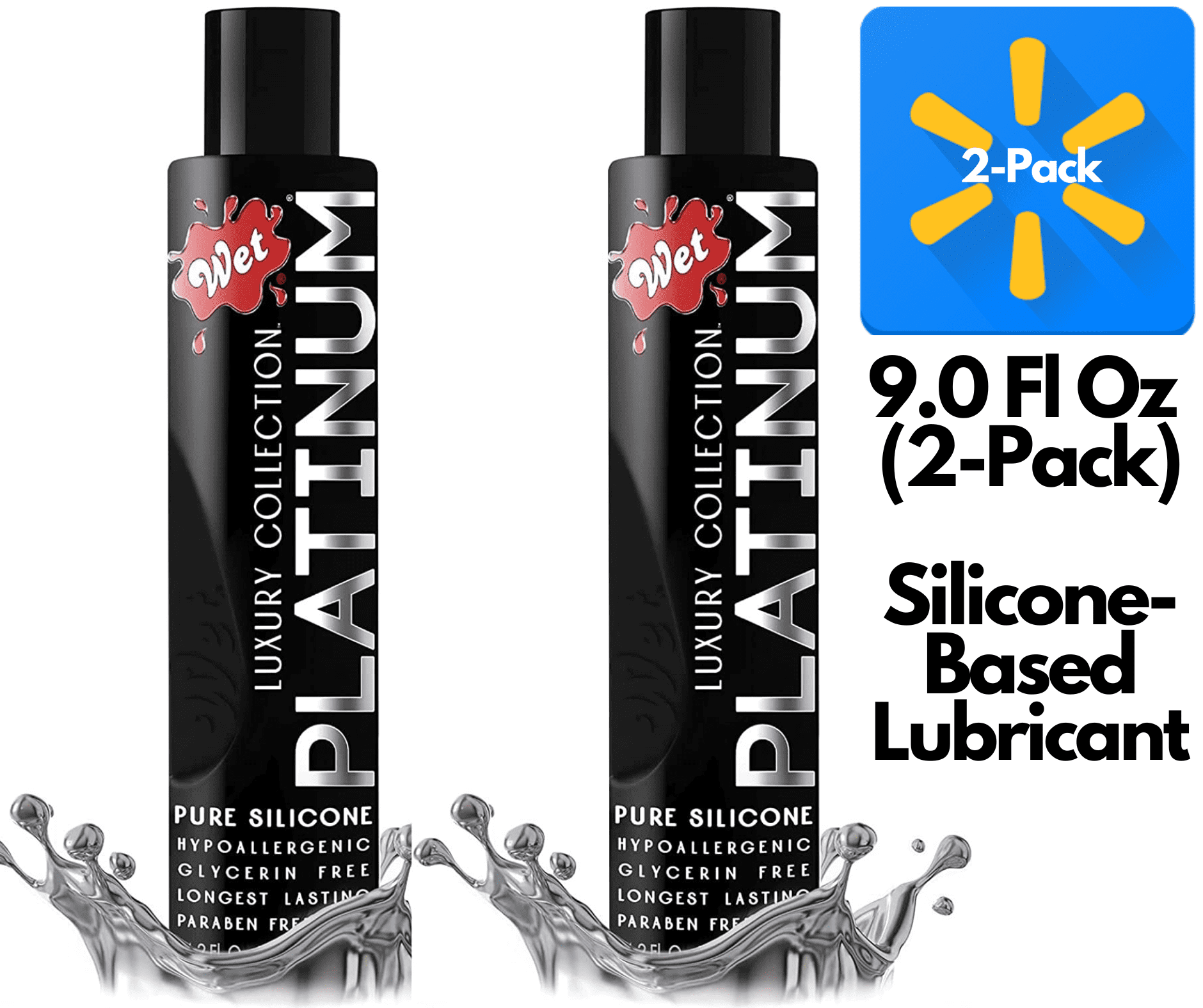 Wet Platinum Silicone Lubricant 9 0 Fl Oz 2 Pack Ultra Long