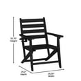 thumbnail image 4 of BizChair Commercial 7 Piece Adirondack Dining Set with 72" Rectangle Indoor/Outdoor Recycled HDPE Table and 6 Chairs with Cupholders in Black, 4 of 14