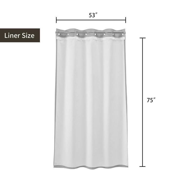 No Hooks Needed Textrue Fabric Shower Curtain with Snap in Liner - Hotel  Grade, Spa Like - 71x74 inch, White