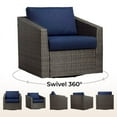 thumbnail image 2 of CHITA Outdoor Swivel Gray Wicker Chair with Cushion, Blue, 2 of 8