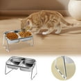 thumbnail image 2 of Elevated Cat Bowls with Stand - Double Bowl Stainless Steel Feeder for Cats and Dogs 15 Inclined Design for Food and Water, 2 of 5