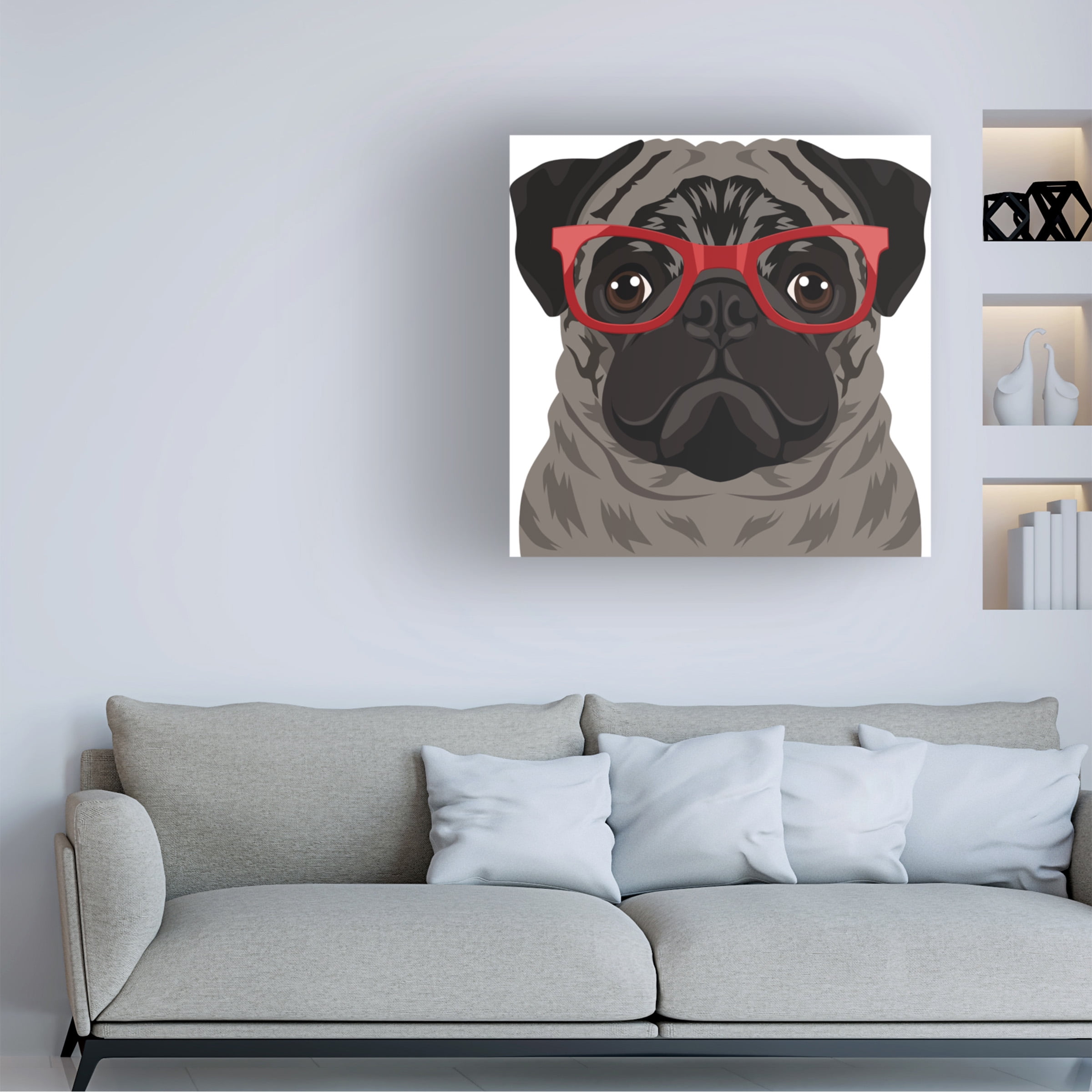 Furbaby Affiliates 'Pug Wearing Hipster Glasses 3' Canvas Art