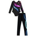 thumbnail image 4 of Alvivi Kids Girls Gymnastics Athletic Outfits Ice Skating Ballet Dance Leotard with Leggings Pants Star Black&Blue 8, 4 of 6