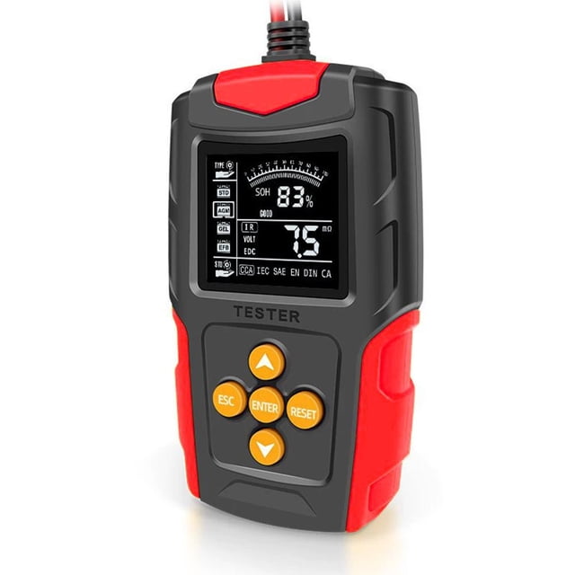 12V/24V Lead Acid Battery Tester, Fast 3-Second CCA & Health Analysis, Prevent Failure for Cars, SUVs & Motorcycles