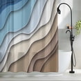 thumbnail image 2 of Navy Blue Brown Ombre Waterproof Shower Curtain, 72"x72" Washable Polyester Fabric Shower Curtains for Bathroom, Modern Geometric Abstract Cream Decorative Bathtub Curtain Sets with Hooks, 2 of 9