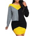 thumbnail image 1 of CEHVOM Automne et Hiver Femmes Robe Chandail à Manches Longues Patchwork Col Rond, 1 of 5