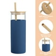 thumbnail image 3 of 2 vasos de cristal, botella de agua, pajita, funda protectora de silicona, funda de bambú, sin BPA., 3 of 5