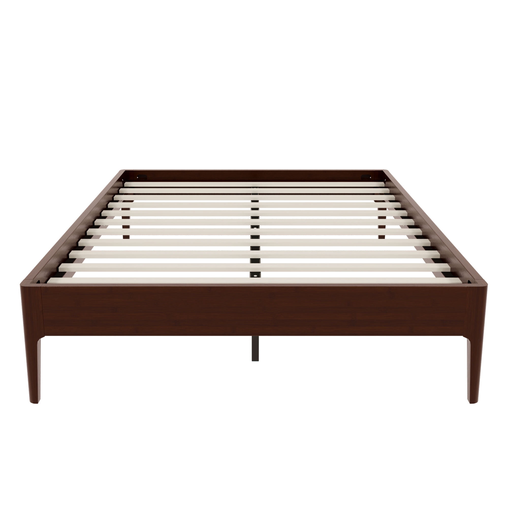 Euroco Bamboo Wood Platform Bed, Full Size Minimalist Style Bed, Chocolate
