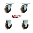 thumbnail image 2 of SCC 4” X 1.5" High Temp Phenolic Wheel Caster Set 4 - 2 Swivel/2 Rigid, 2 of 2