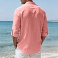 thumbnail image 6 of Men Button Up Shirts Long Sleeve Pullover Cotton Linen Casual Stand-up Collar Solid Blouse Shirt Tops, 6 of 10