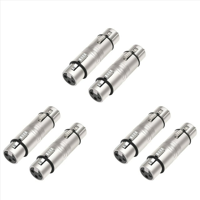 Paquete de 6 Conectores XLR Hembra A Hembra, Conector XLR Hembra de 3 Pines A Conector XLR Hembra de 3 Pines para Micrófono, Estéreo, Mezclador