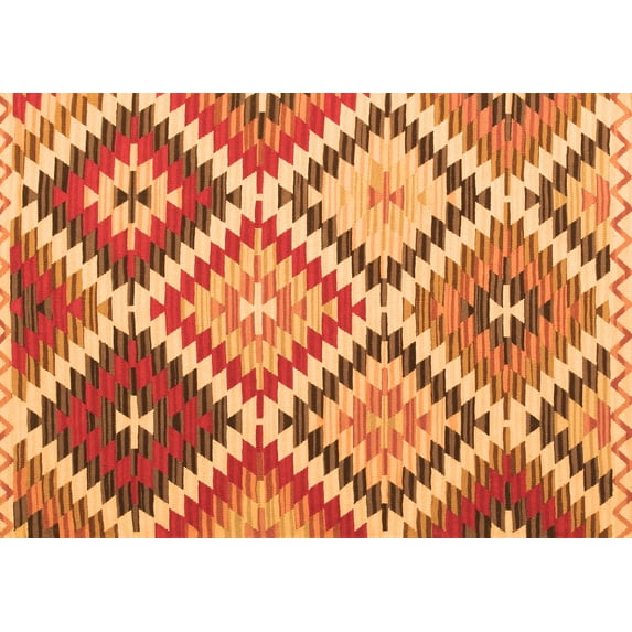 Ahgly Company Indoor Rectangle Abstract Orange Contemporary Area Rugs, 8' x 12'