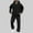 Black, variant on Men's Casual Hooded Sports Tracksuits Mens Full Zip Solid Hoodie Sweatsuits Long Sleeve Elastic Waist Jogging Sweat Suits with Pockets