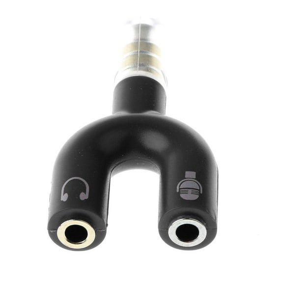 Simyoung 3.5mm Stereo Male to Dual 3.5mm Headphone Mic Audio Y Splitter Adapter with Separate Headphone / Microphone Plugs Black